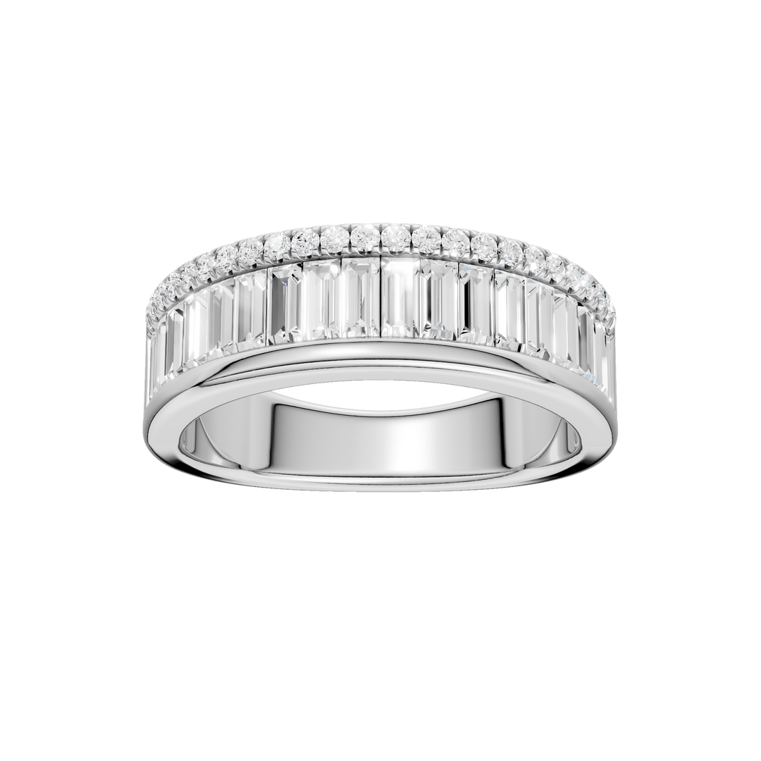 Channel Set Baguette Band with Pavé Row (Round, Baguette) in 14K White Gold – Silvadi Jewelry Aurora CO
