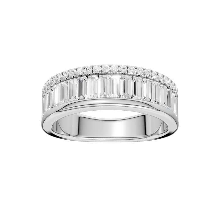 Channel Set Baguette Band with Pavé Row (Round, Baguette) in 14K White Gold – Silvadi Jewelry Aurora CO