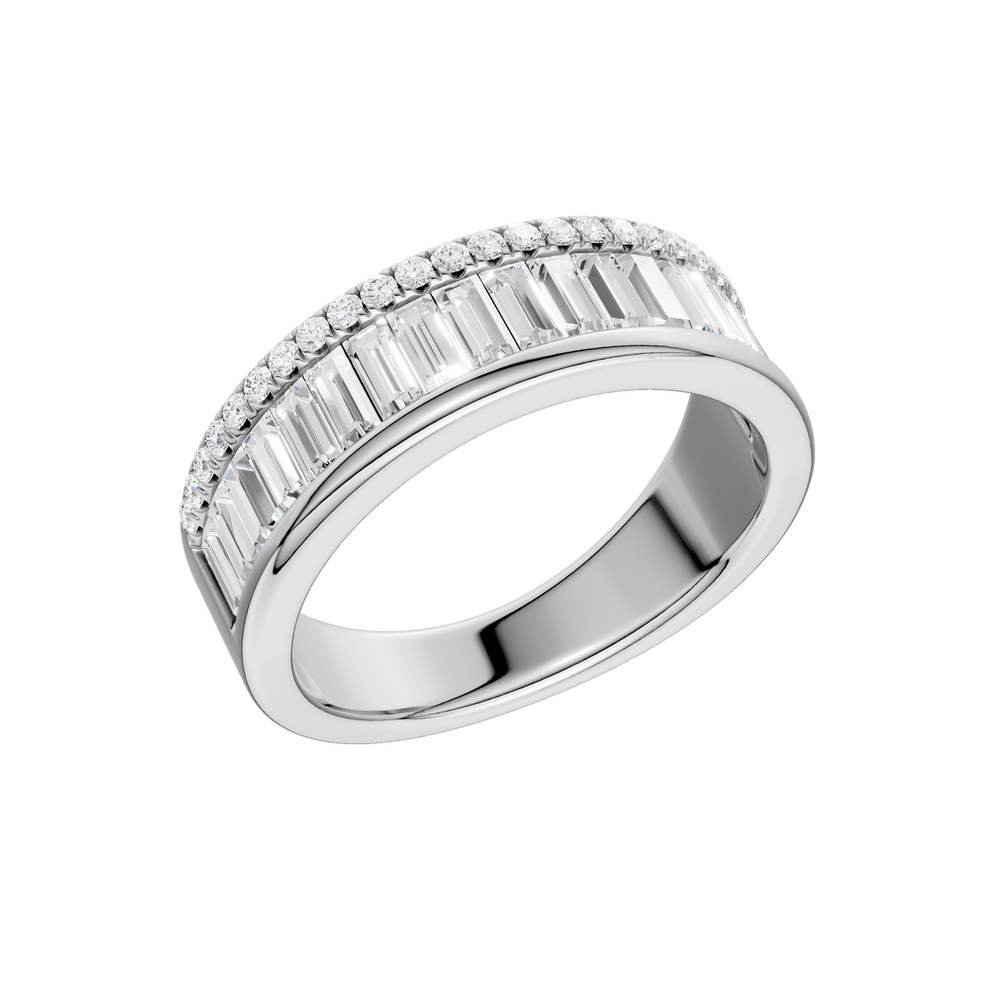 Channel Set Baguette Band with Pavé Row (Round, Baguette) in 14K White Gold – Silvadi Jewelry Aurora CO