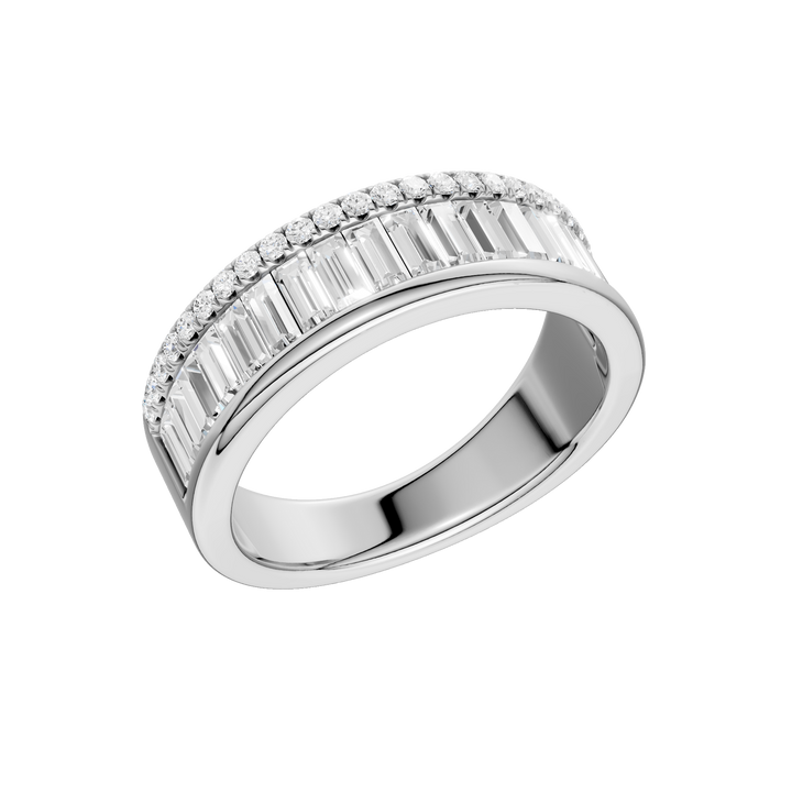 Channel Set Baguette Band with Pavé Row (Round, Baguette) in 14K White Gold – Silvadi Jewelry Aurora CO
