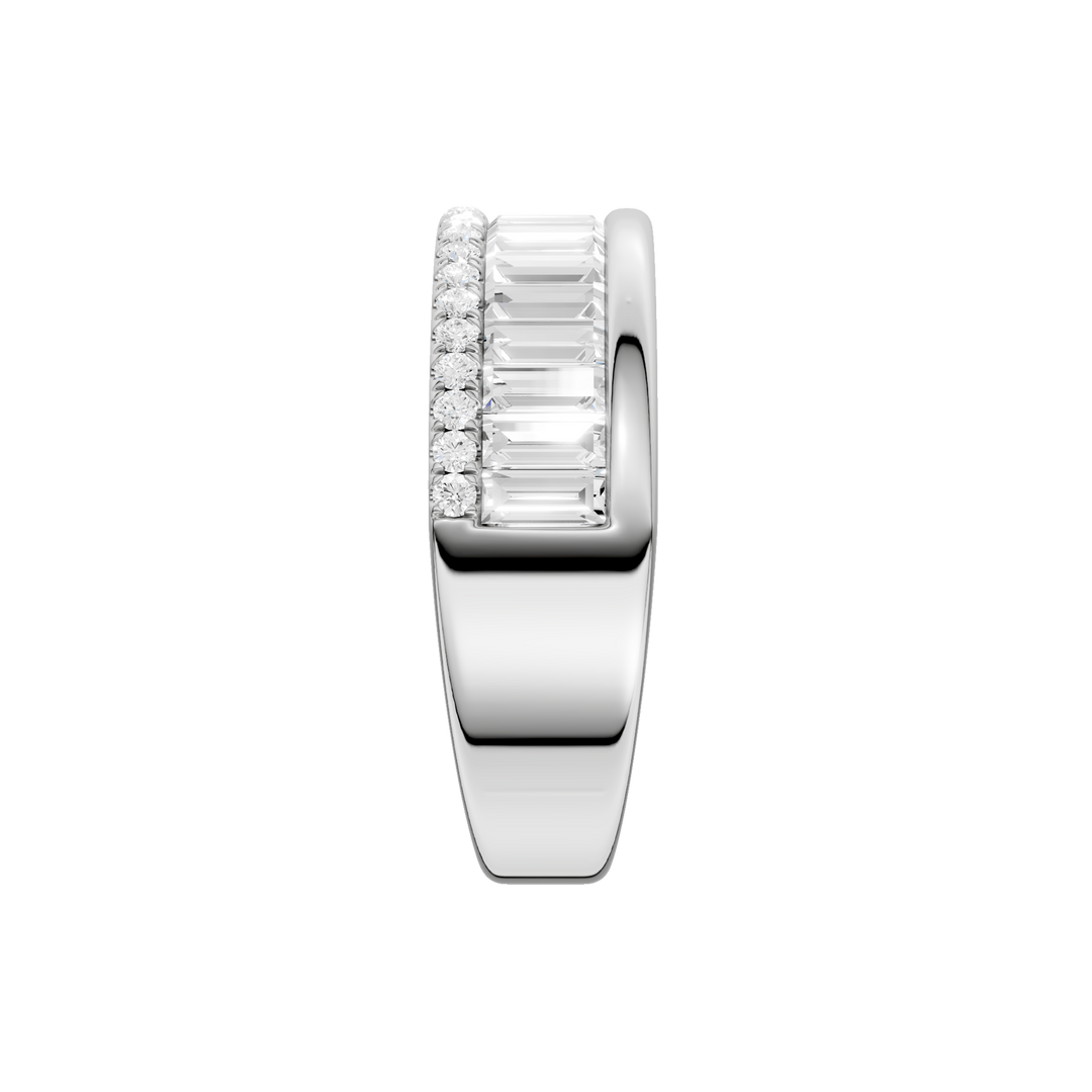Channel Set Baguette Band with Pavé Row (Round, Baguette) in 14K White Gold – Silvadi Jewelry Aurora CO