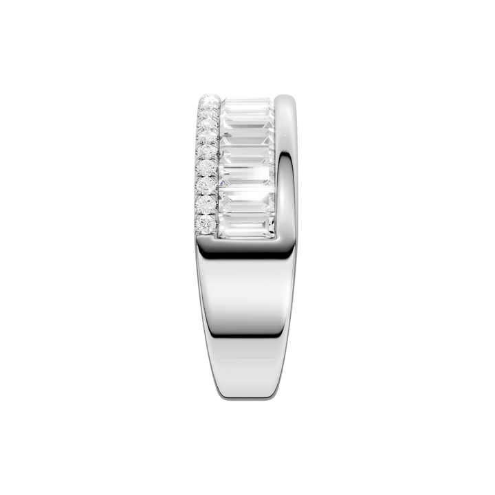 Channel Set Baguette Band with Pavé Row (Round, Baguette) in 14K White Gold – Silvadi Jewelry Aurora CO