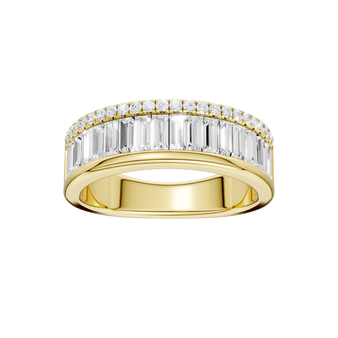 Channel Set Baguette Band with Pavé Row (Round, Baguette) in 14K Yellow Gold – Silvadi Jewelry Aurora CO