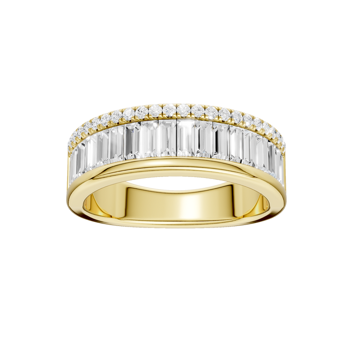 Channel Set Baguette Band with Pavé Row (Round, Baguette) in 14K Yellow Gold – Silvadi Jewelry Aurora CO
