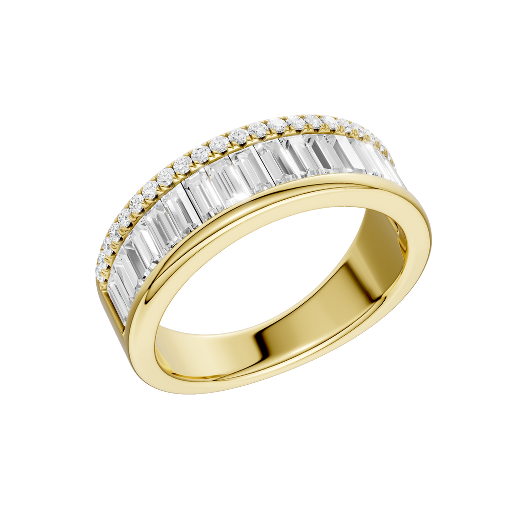 Channel Set Baguette Band with Pavé Row (Round, Baguette) in 14K Yellow Gold – Silvadi Jewelry Aurora CO
