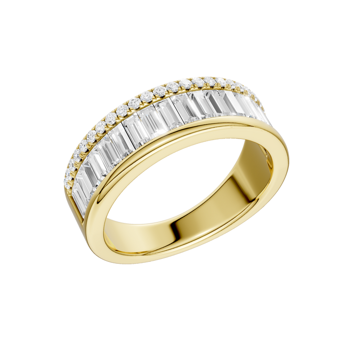 Channel Set Baguette Band with Pavé Row (Round, Baguette) in 14K Yellow Gold – Silvadi Jewelry Aurora CO