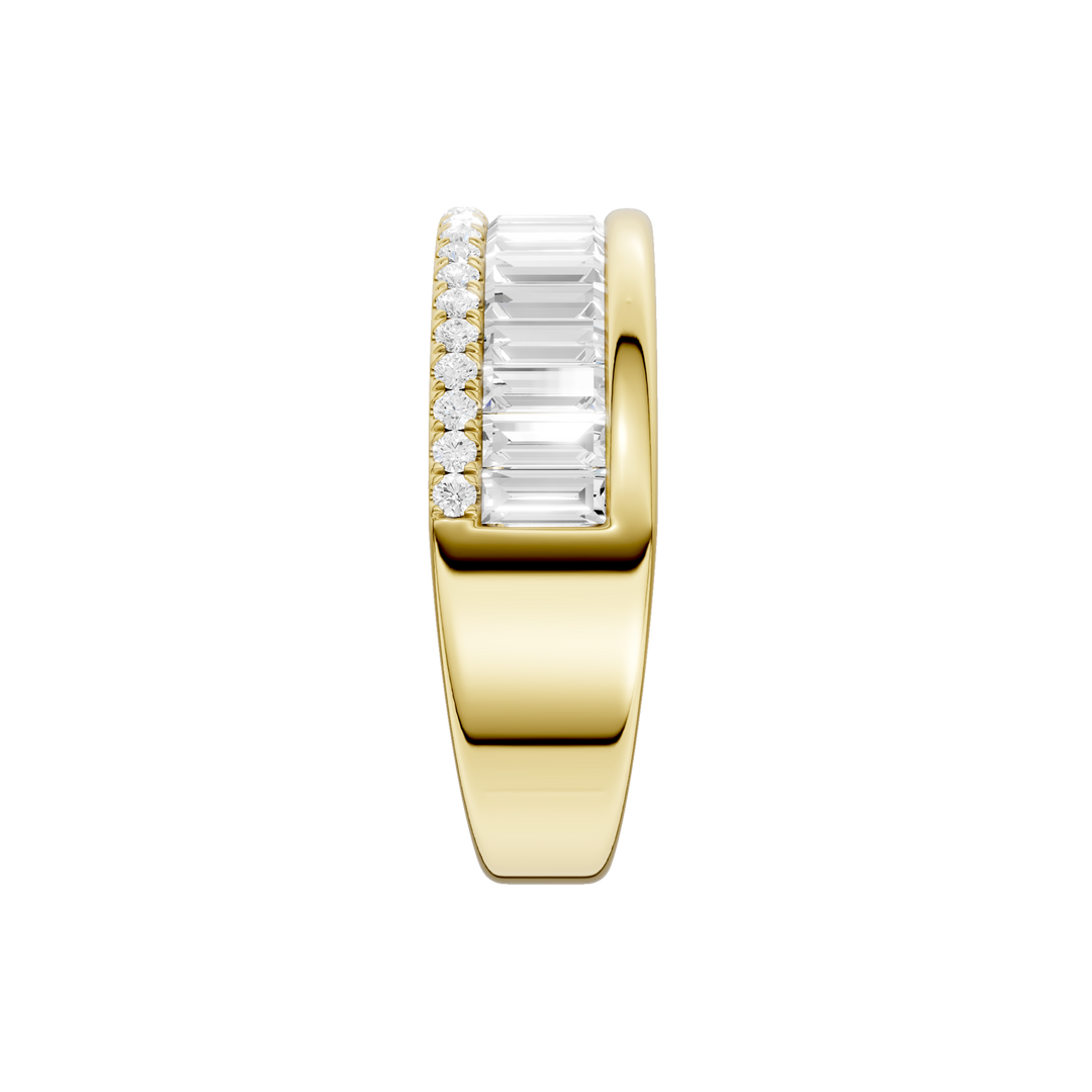 Channel Set Baguette Band with Pavé Row (Round, Baguette) in 14K Yellow Gold – Silvadi Jewelry Aurora CO