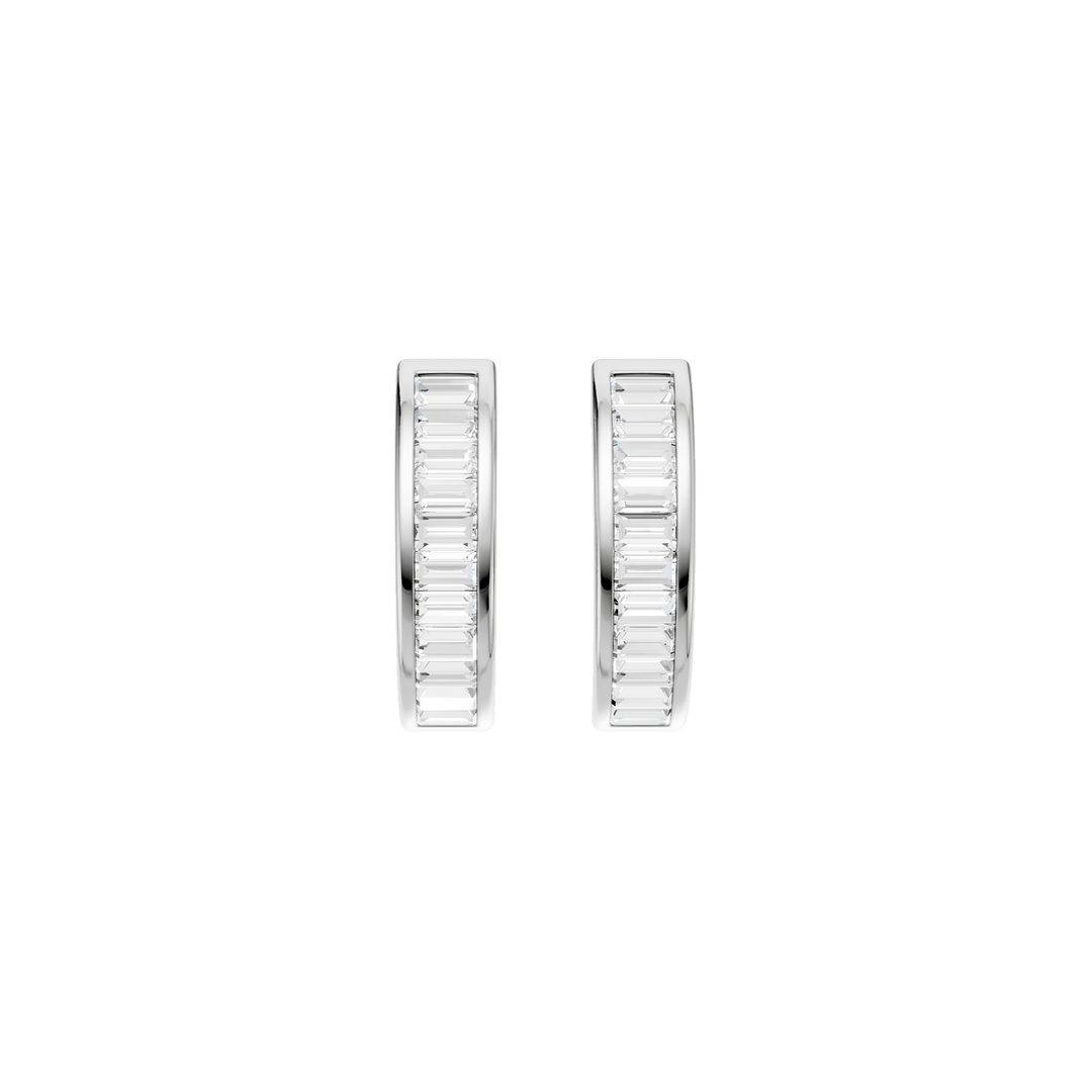 Channel-Set Huggies Hoop Earrings (Baguette) in 14K White Gold – Silvadi Jewelry Aurora CO