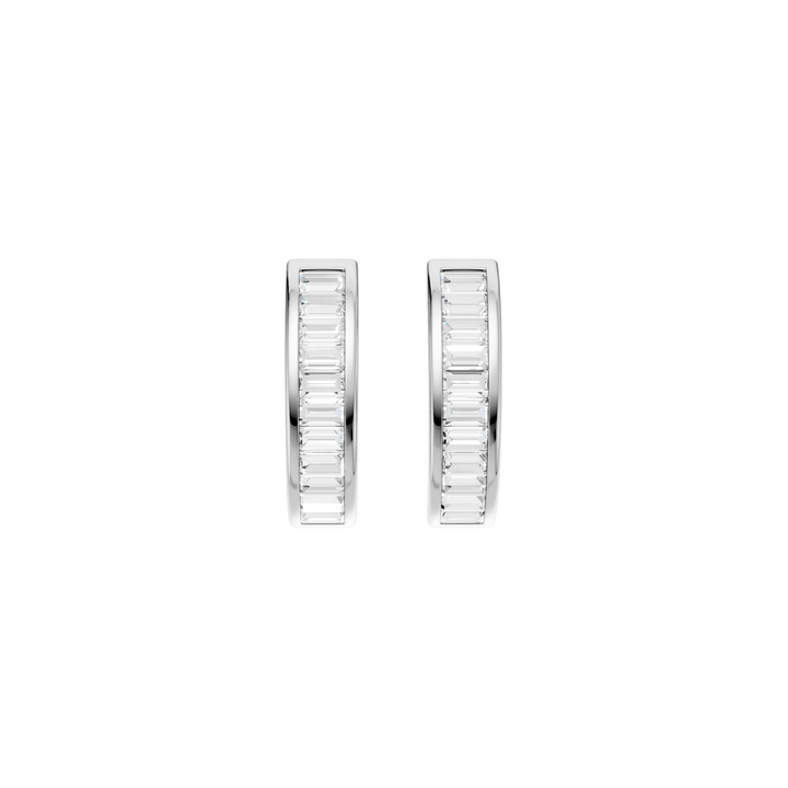 Channel-Set Huggies Hoop Earrings (Baguette) in 14K White Gold – Silvadi Jewelry Aurora CO