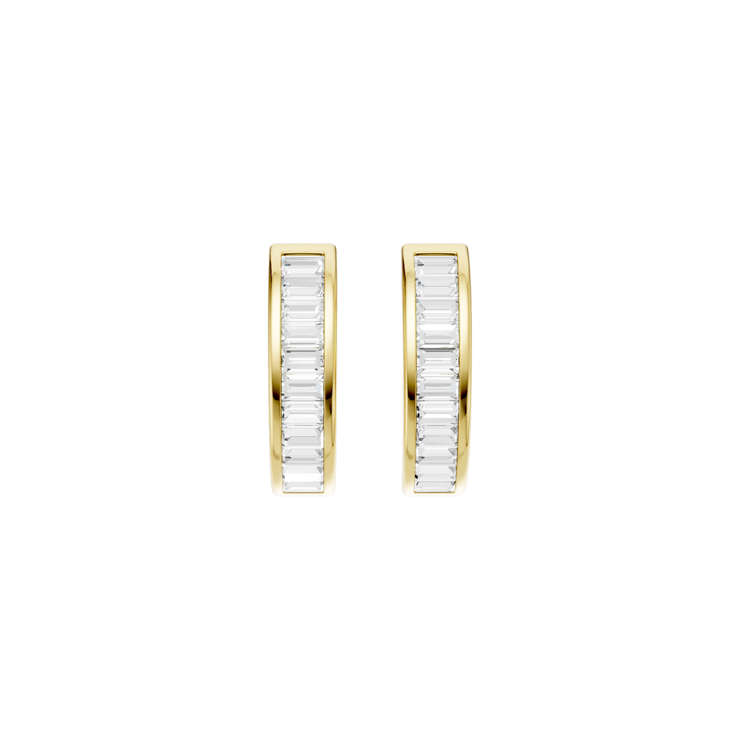 Channel-Set Huggies Hoop Earrings (Baguette) in 14K Yellow Gold – Silvadi Jewelry Aurora CO