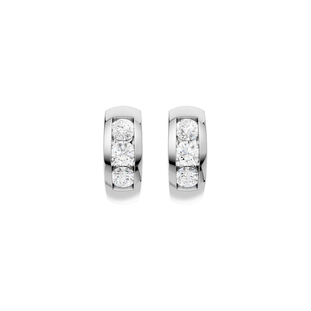 Channel-Set Huggies Hoop Earrings (Round) in 14K White Gold – Silvadi Jewelry Aurora CO