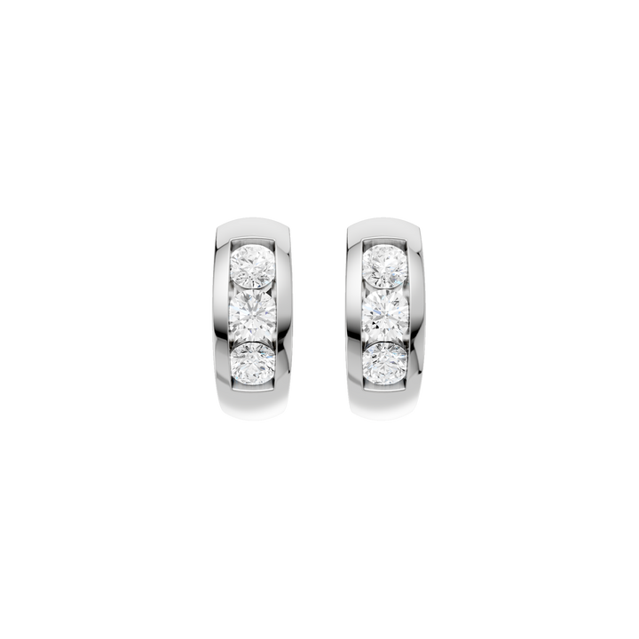 Channel-Set Huggies Hoop Earrings (Round) in 14K White Gold – Silvadi Jewelry Aurora CO