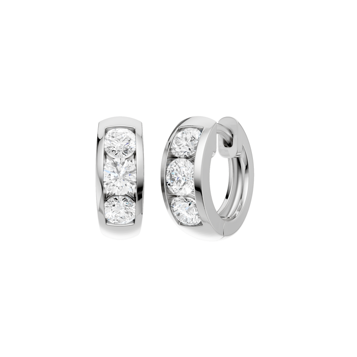 Channel-Set Huggies Hoop Earrings (Round) in 14K White Gold – Silvadi Jewelry Aurora CO