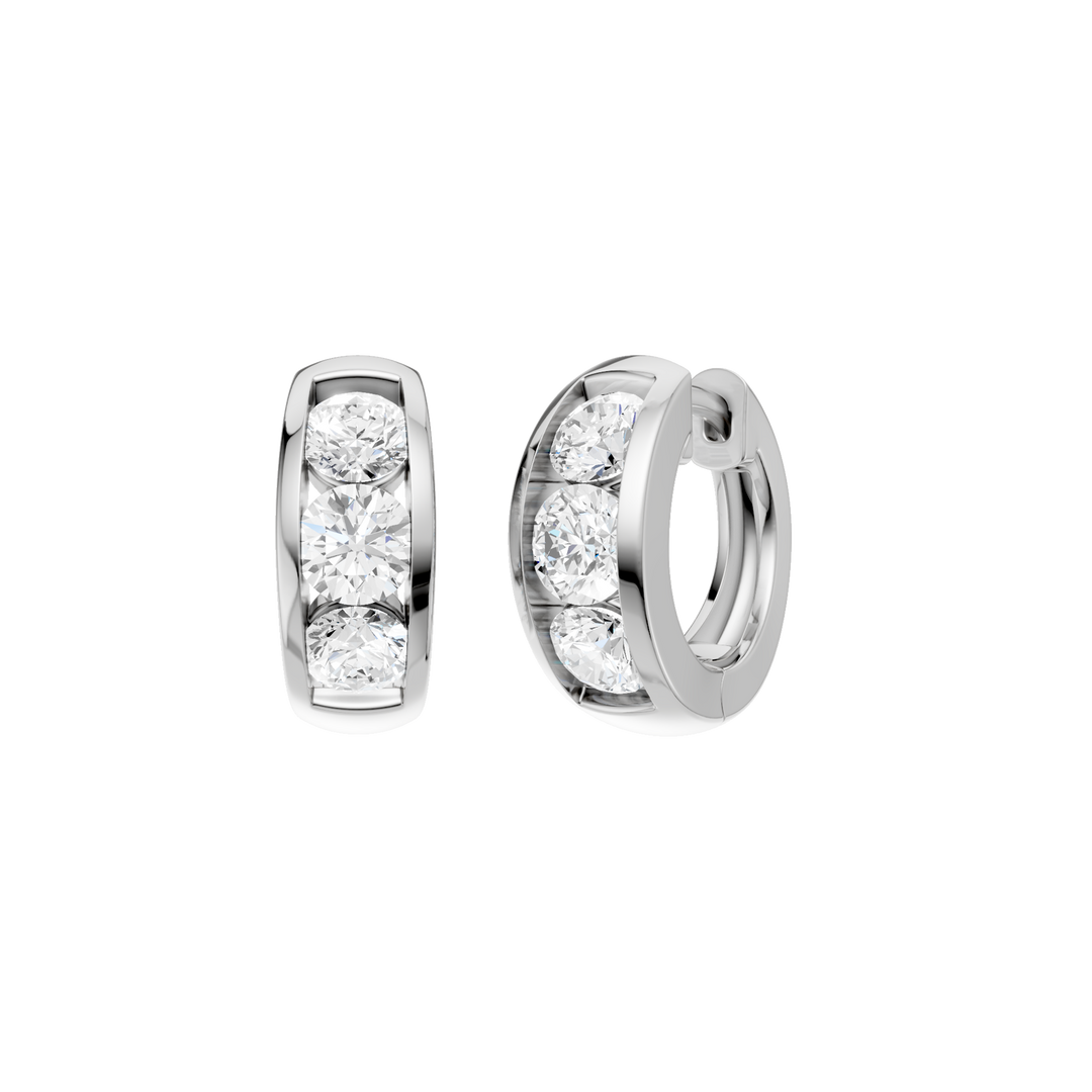 Channel-Set Huggies Hoop Earrings (Round) in 14K White Gold – Silvadi Jewelry Aurora CO