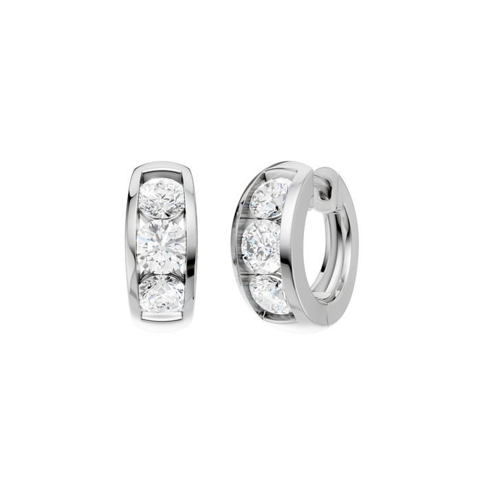 Channel-Set Huggies Hoop Earrings (Round) in 14K White Gold – Silvadi Jewelry Aurora CO