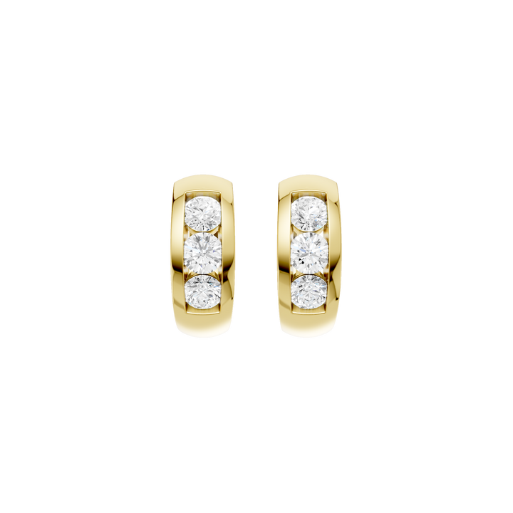 Channel-Set Huggies Hoop Earrings (Round) in 14K Yellow Gold – Silvadi Jewelry Aurora CO