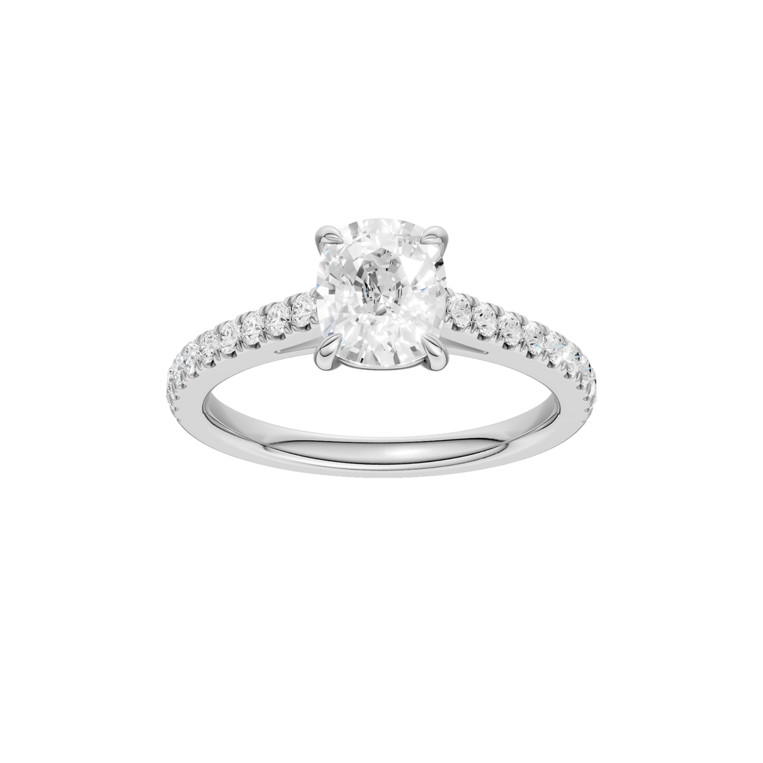 Classic Engagement Ring (Elongated Cushion) in 14K White Gold – Silvadi Jewelry Aurora CO