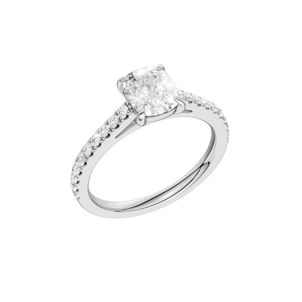 Classic Engagement Ring (Elongated Cushion) in 14K White Gold – Silvadi Jewelry Aurora CO