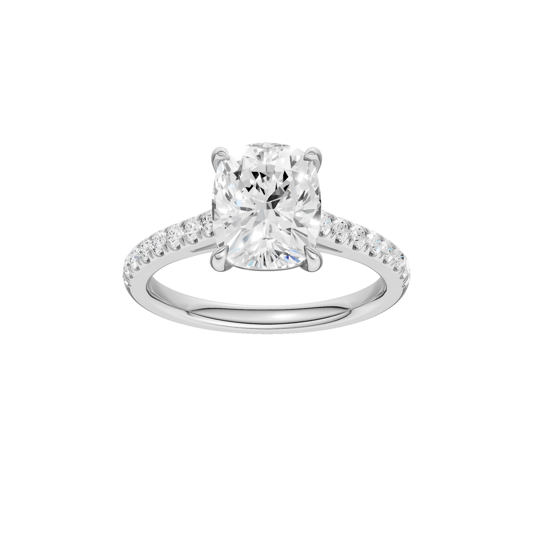 Classic Engagement Ring (Elongated Cushion) in 14K White Gold – Silvadi Jewelry Aurora CO