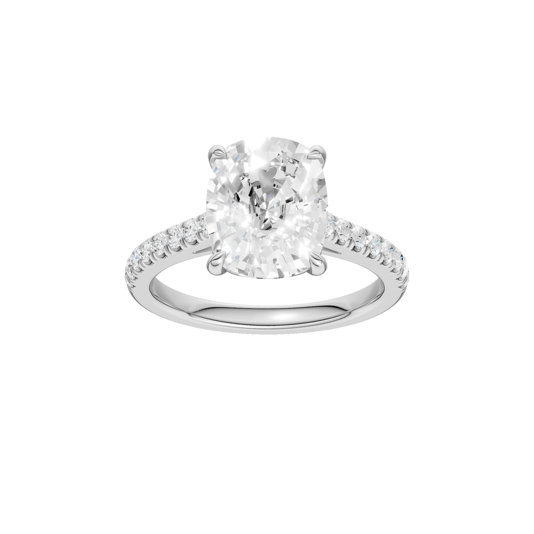 Classic Engagement Ring (Elongated Cushion) in 14K White Gold – Silvadi Jewelry Aurora CO