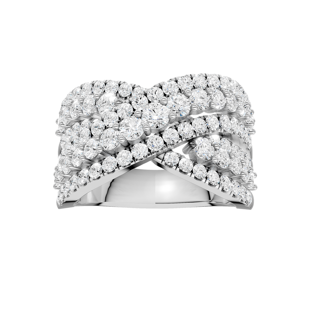 Criss Cross Multi Row Diamond Ring (Round) in 14K White Gold – Silvadi Jewelry Aurora CO