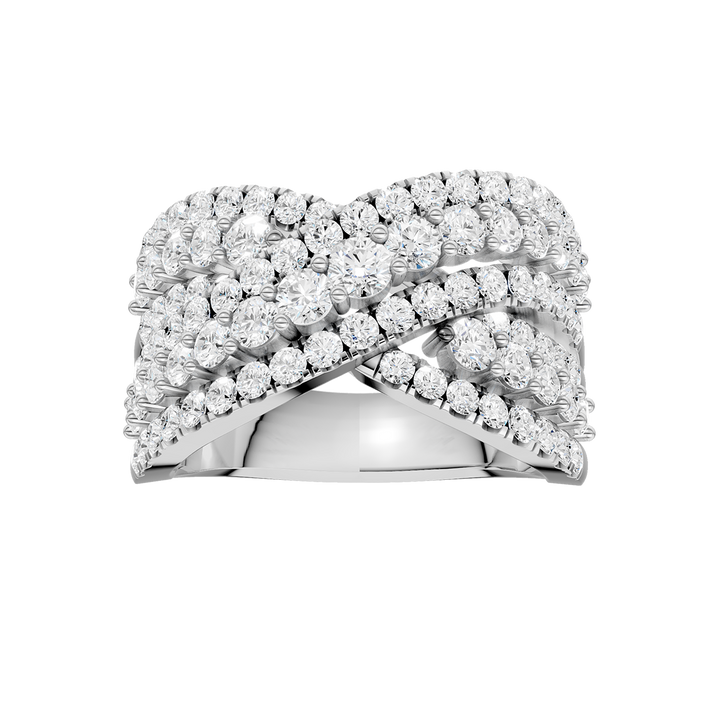 Criss Cross Multi Row Diamond Ring (Round) in 14K White Gold – Silvadi Jewelry Aurora CO