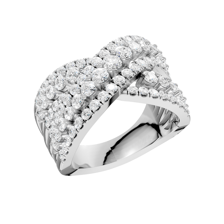 Criss Cross Multi Row Diamond Ring (Round) in 14K White Gold – Silvadi Jewelry Aurora CO