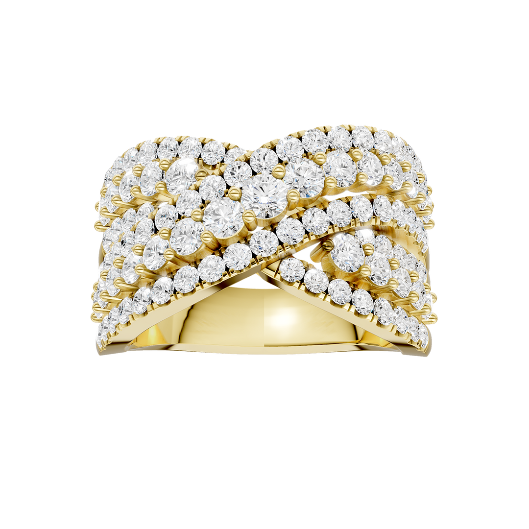 Criss Cross Multi Row Diamond Ring (Round) in 14K Yellow Gold – Silvadi Jewelry Aurora CO