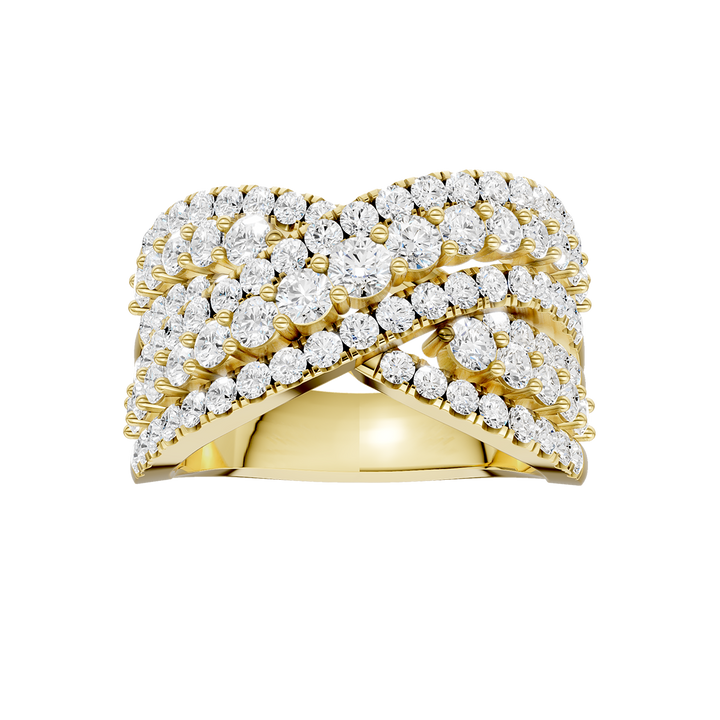 Criss Cross Multi Row Diamond Ring (Round) in 14K Yellow Gold – Silvadi Jewelry Aurora CO