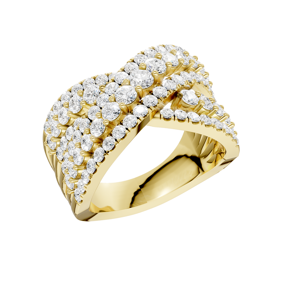 Criss Cross Multi Row Diamond Ring (Round) in 14K Yellow Gold – Silvadi Jewelry Aurora CO