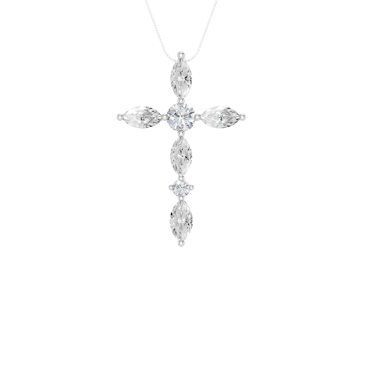 Cross Pendant (Marquise, Round) in 14K White Gold – Silvadi Jewelry Aurora CO