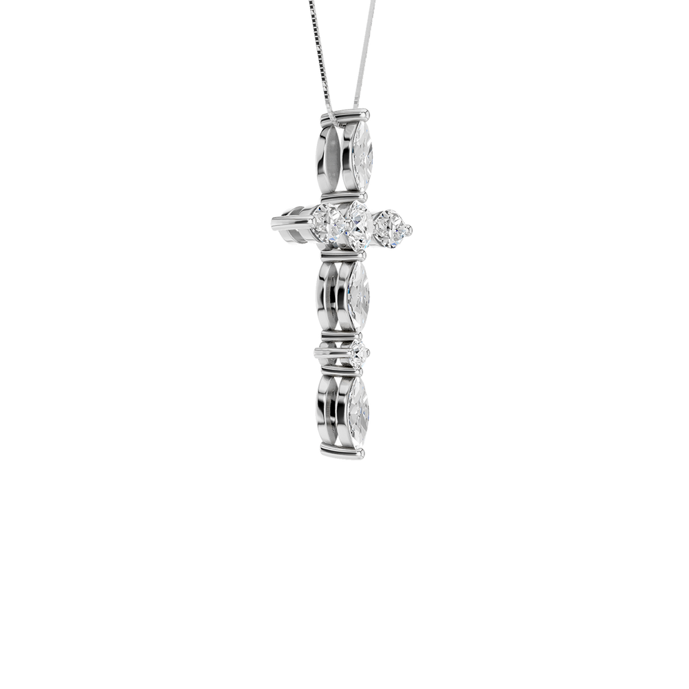 Cross Pendant (Marquise, Round) in 14K White Gold – Silvadi Jewelry Aurora CO