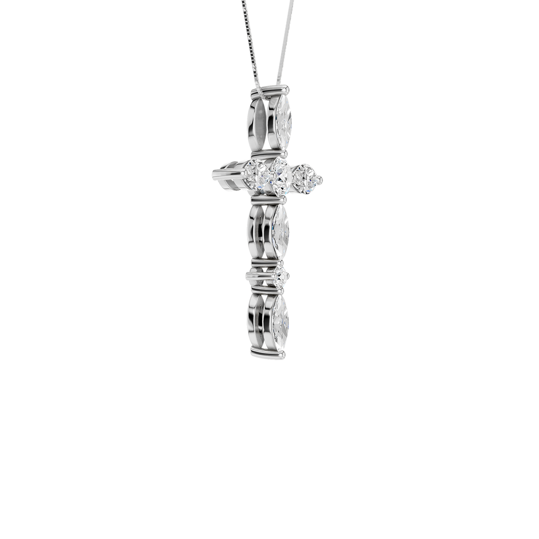 Cross Pendant (Marquise, Round) in 14K White Gold – Silvadi Jewelry Aurora CO