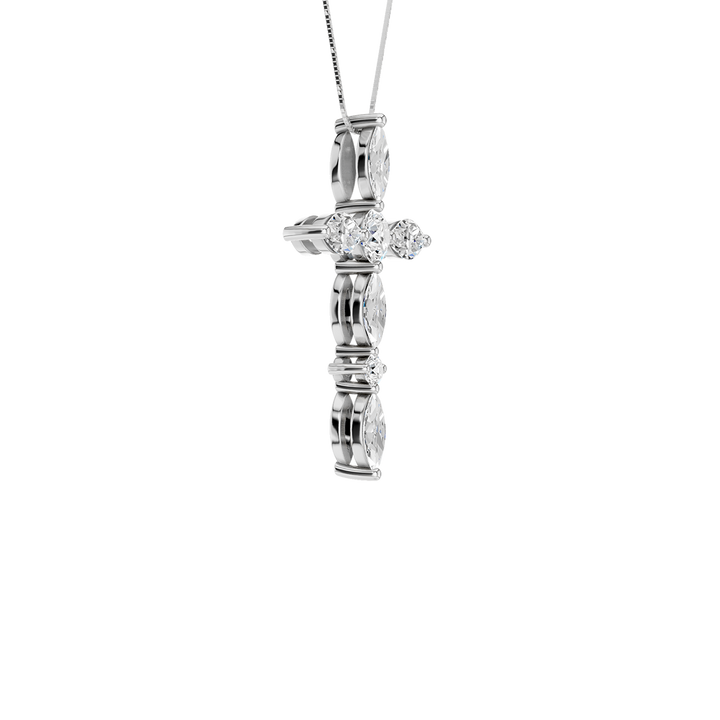 Cross Pendant (Marquise, Round) in 14K White Gold – Silvadi Jewelry Aurora CO