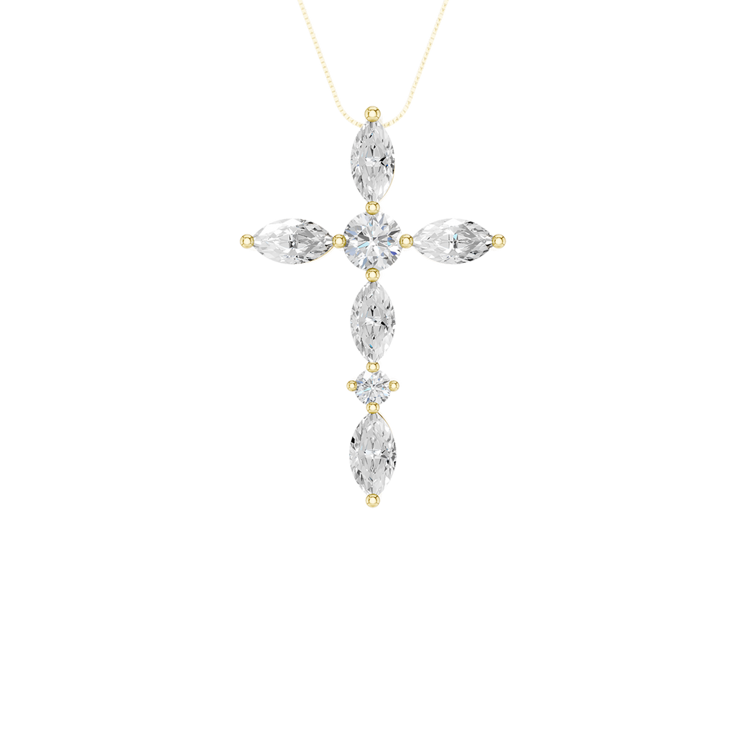 Cross Pendant (Marquise, Round) in 14K Yellow Gold – Silvadi Jewelry Aurora CO