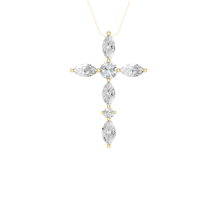 Cross Pendant (Marquise, Round) in 14K Yellow Gold – Silvadi Jewelry Aurora CO
