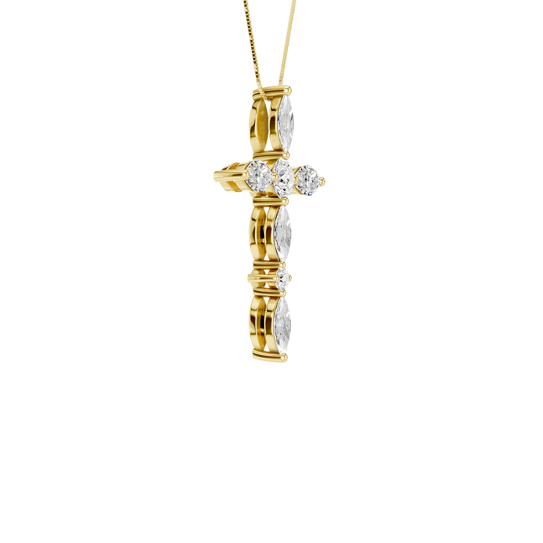 Cross Pendant (Marquise, Round) in 14K Yellow Gold – Silvadi Jewelry Aurora CO
