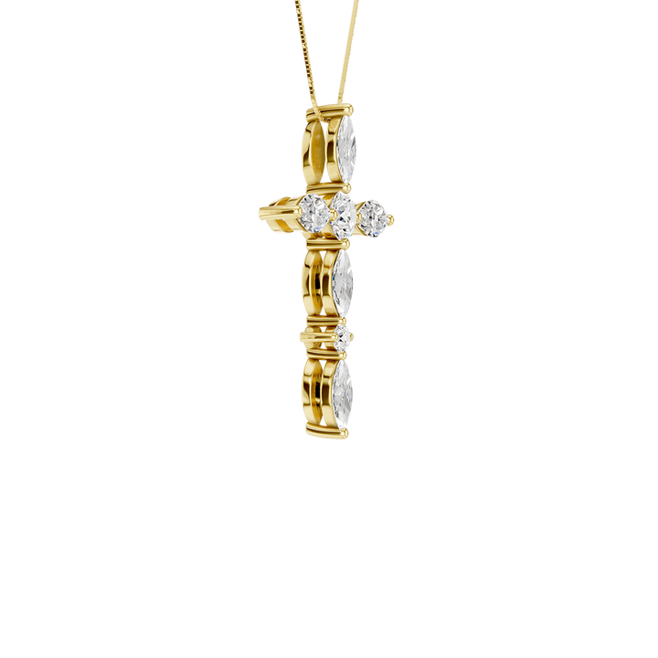 Cross Pendant (Marquise, Round) in 14K Yellow Gold – Silvadi Jewelry Aurora CO
