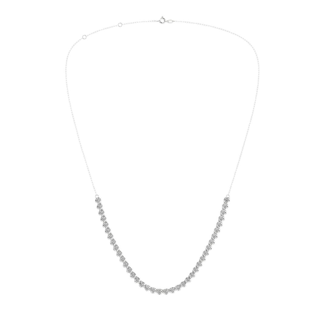 Diamond Half-Tennis Necklace (Round) in 14K White Gold – Silvadi Jewelry Aurora CO