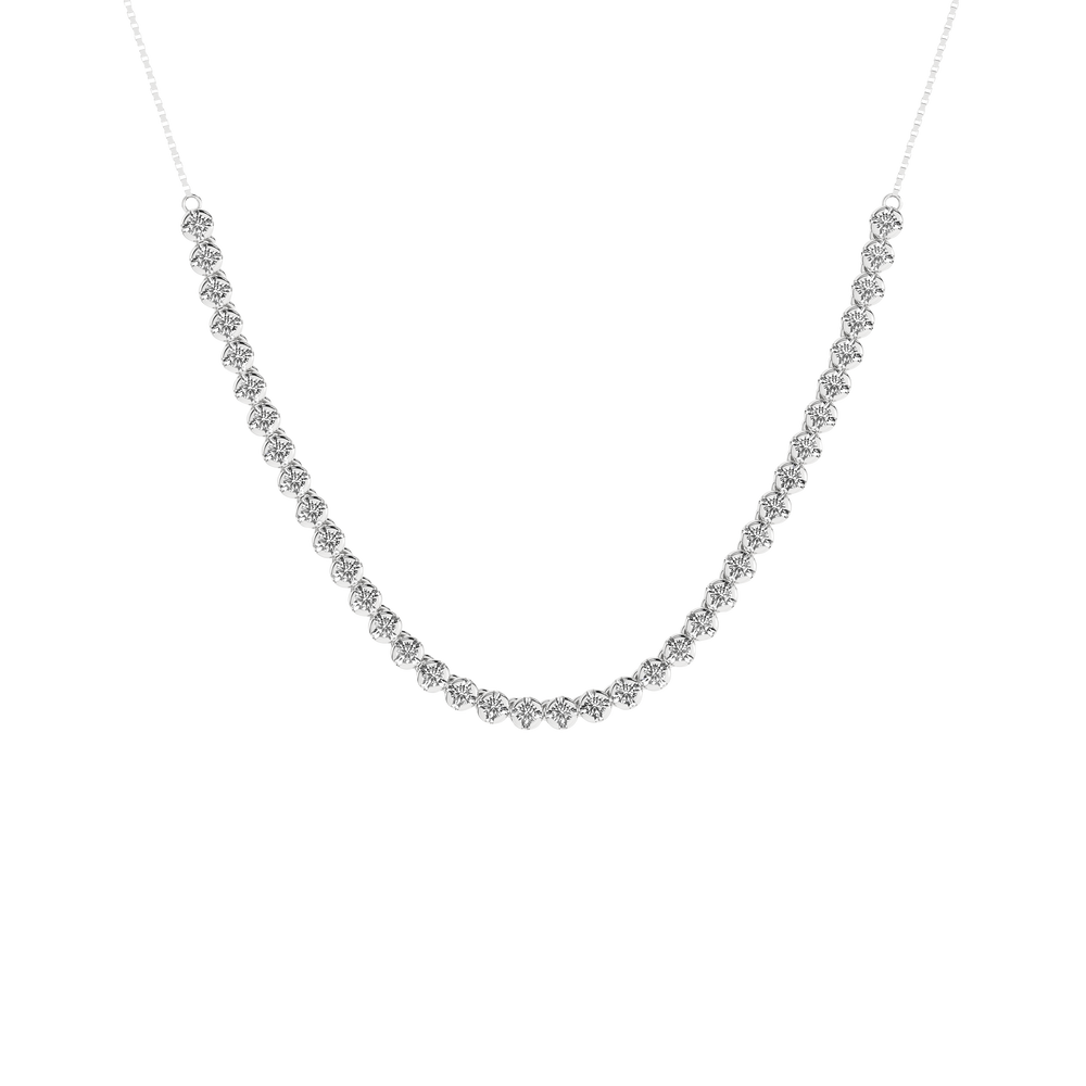 Diamond Half-Tennis Necklace (Round) in 14K White Gold – Silvadi Jewelry Aurora CO