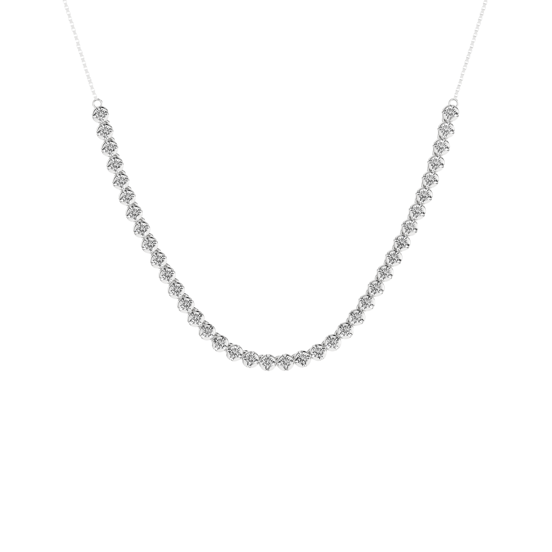 Diamond Half-Tennis Necklace (Round) in 14K White Gold – Silvadi Jewelry Aurora CO