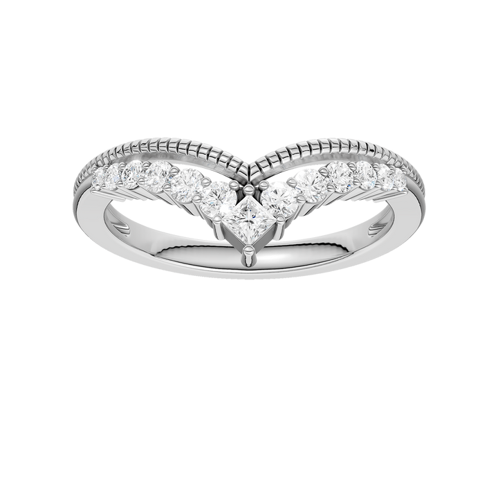 Diamond Milgrain Chevron Band (Princess, Round) in 14K White Gold – Silvadi Jewelry Aurora CO