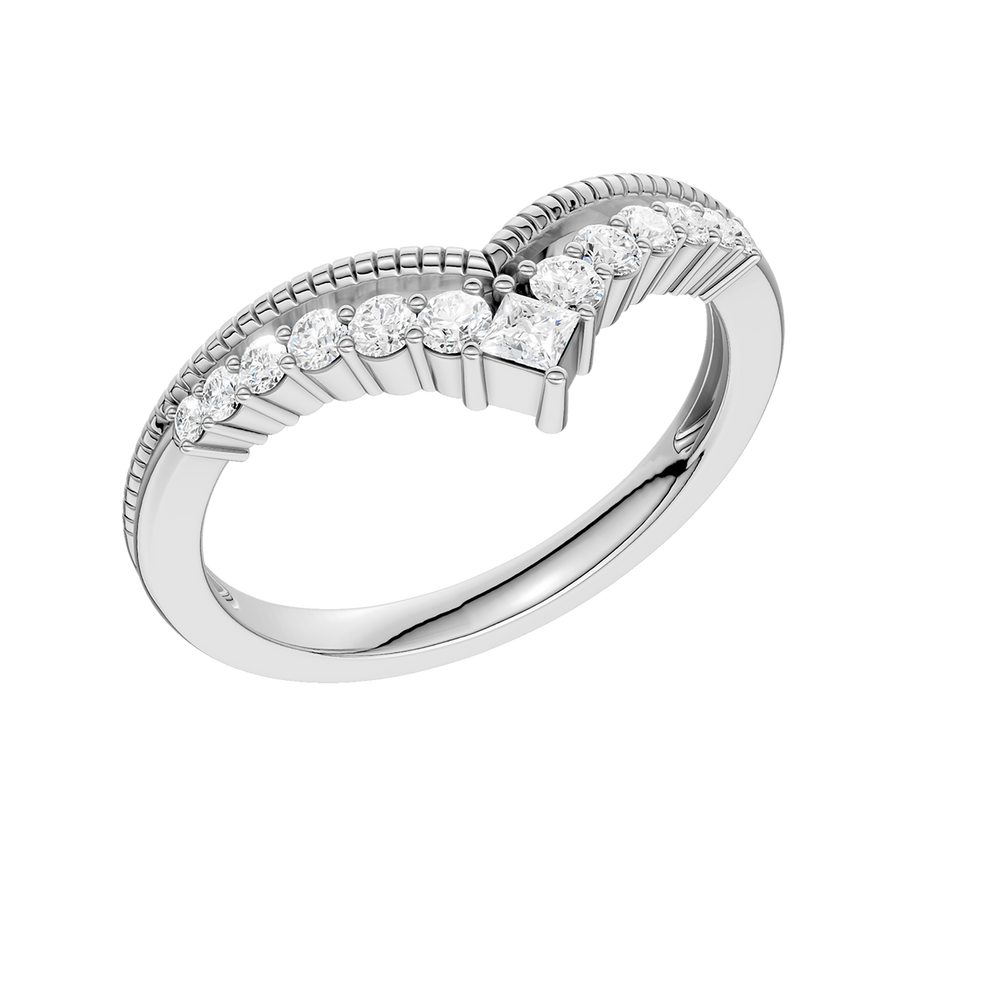 Diamond Milgrain Chevron Band (Princess, Round) in 14K White Gold – Silvadi Jewelry Aurora CO