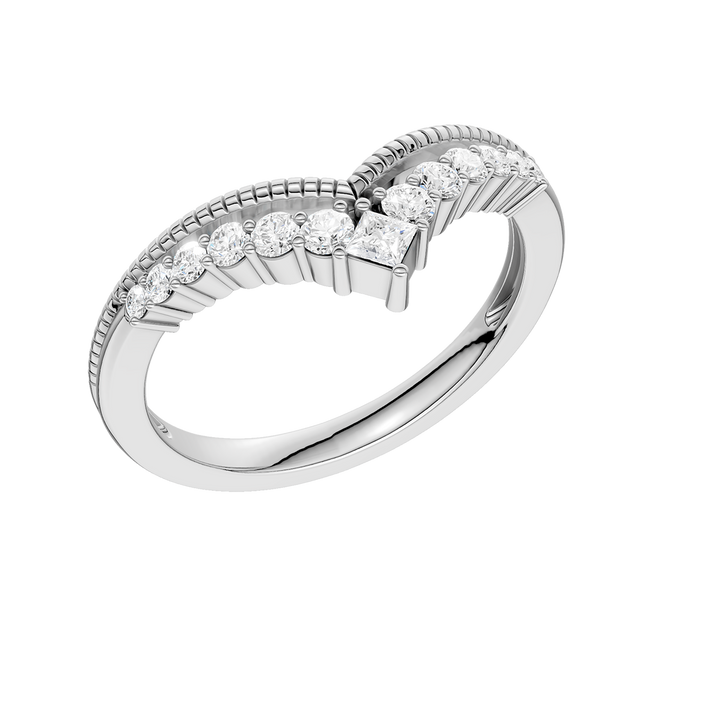 Diamond Milgrain Chevron Band (Princess, Round) in 14K White Gold – Silvadi Jewelry Aurora CO