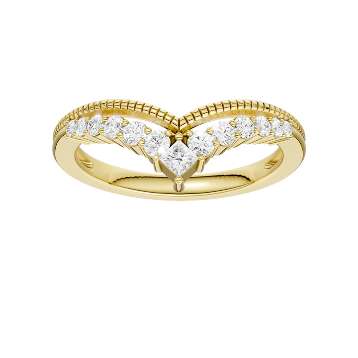 Diamond Milgrain Chevron Band (Princess, Round) in 14K Yellow Gold – Silvadi Jewelry Aurora CO