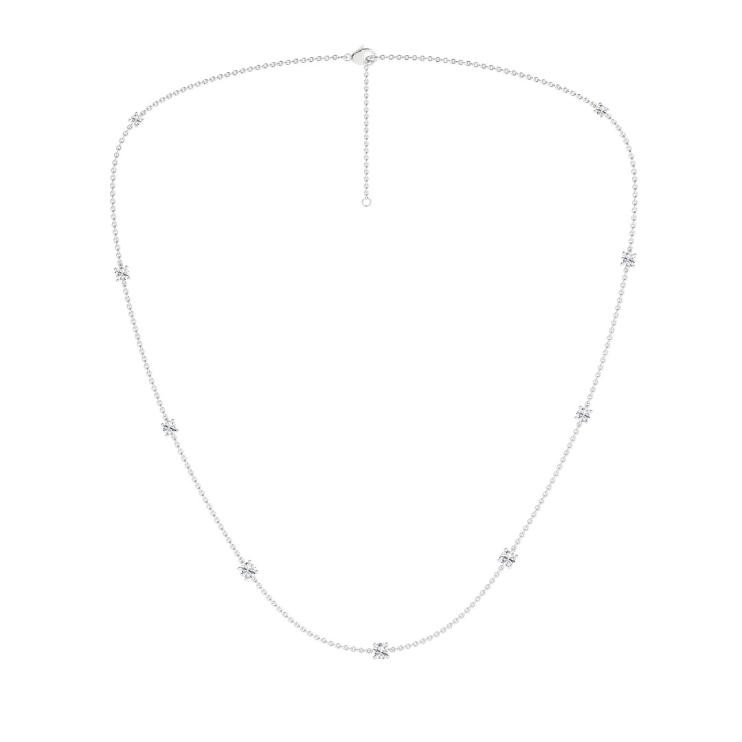 Diamond Station Necklace (Round) in 14K White Gold – Silvadi Jewelry Aurora CO