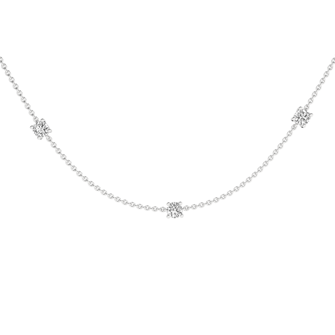 Diamond Station Necklace (Round) in 14K White Gold – Silvadi Jewelry Aurora CO