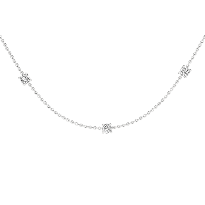 Diamond Station Necklace (Round) in 14K White Gold – Silvadi Jewelry Aurora CO