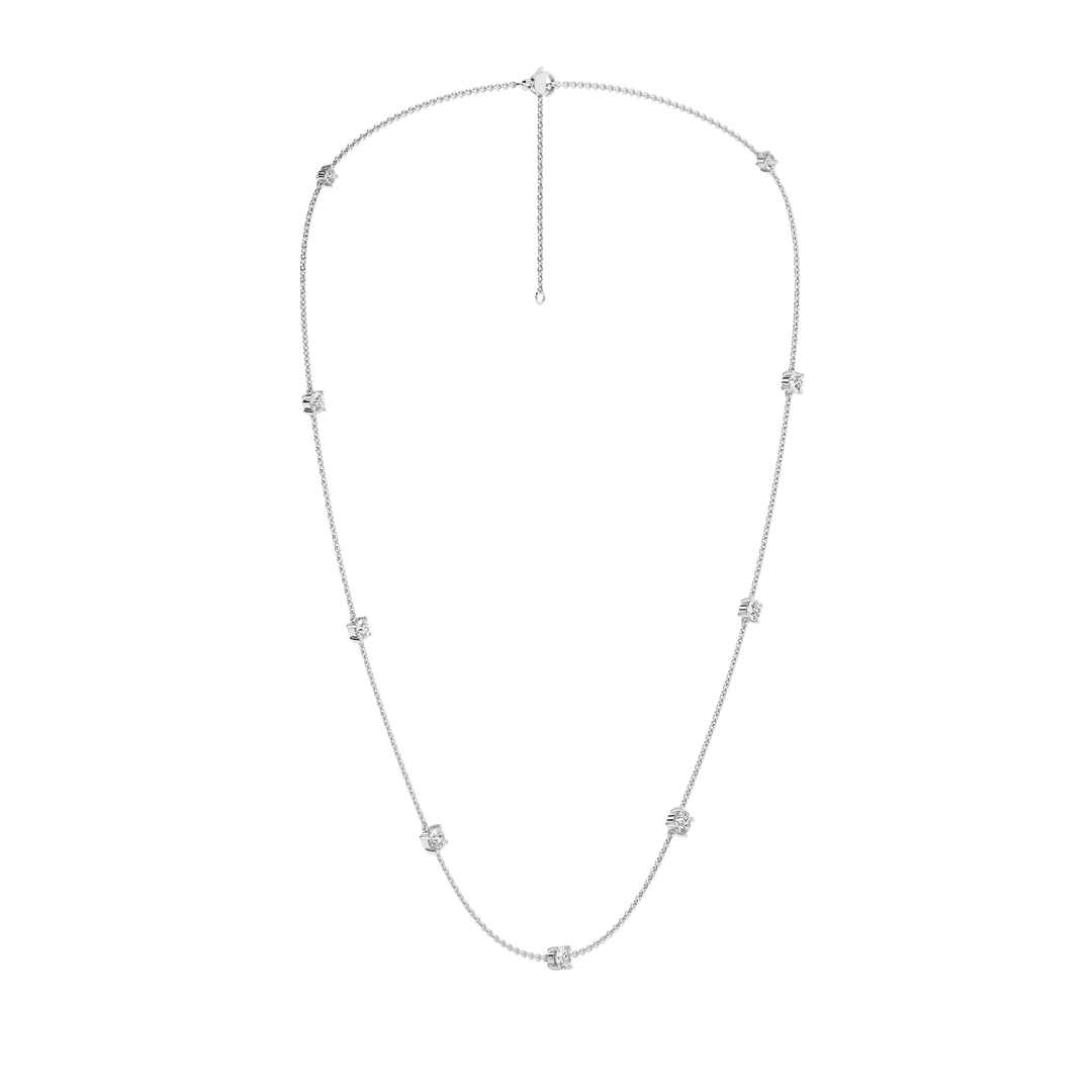 Diamond Station Necklace (Round) in 14K White Gold – Silvadi Jewelry Aurora CO