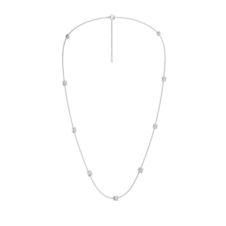 Diamond Station Necklace (Round) in 14K White Gold – Silvadi Jewelry Aurora CO